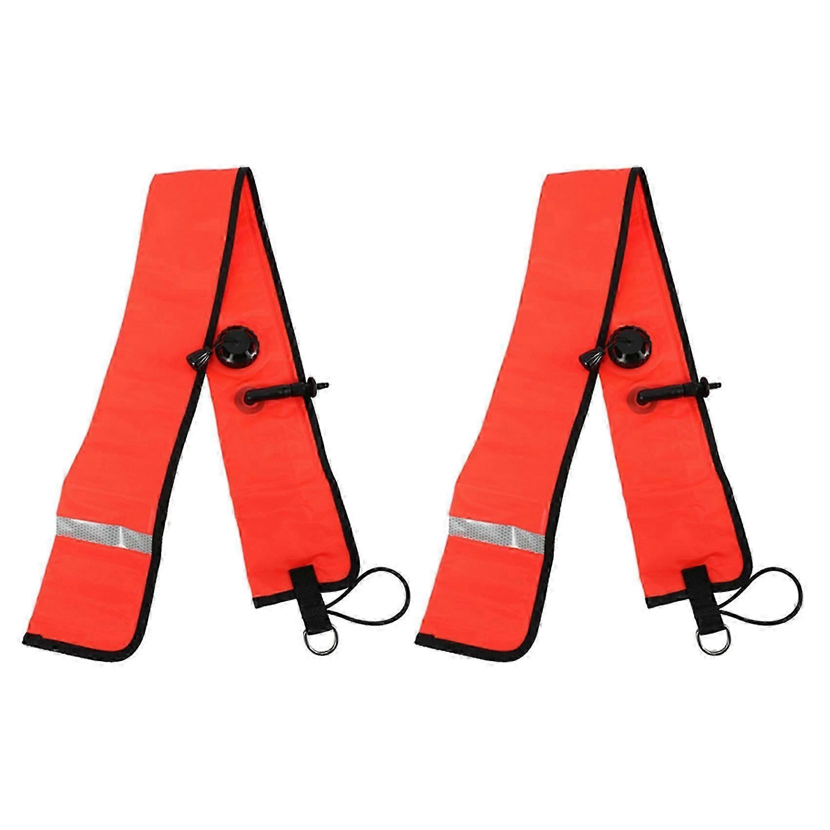 2X 1M Scuba Diving Inflatable SMB Surface Signal Marker Buoy Visibility Float Signal Tube Sausage,R