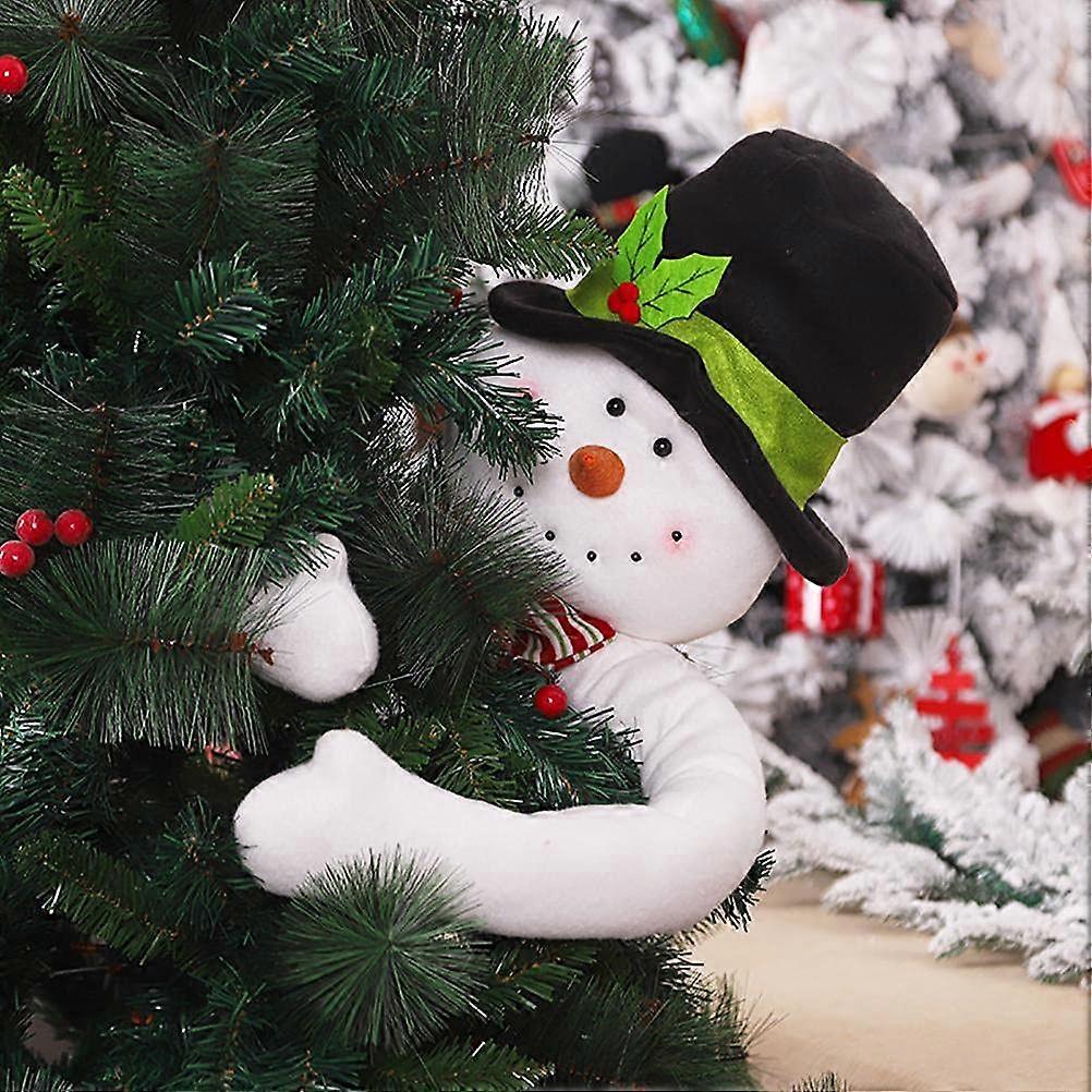 Christmas Tree Topper Snowman Santa Claus Hugger Hat with Poseable Arms for Holiday Home Decoration 12 Inches