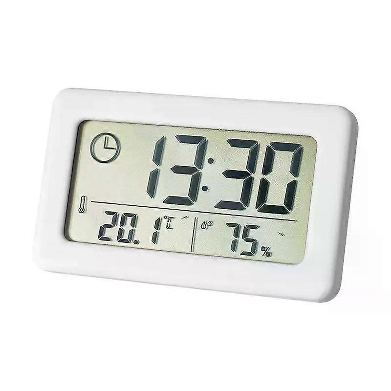Mini Digital Clock Electronics Temperature and Humidity Portable Desktop Clock Thermometer Hygrometer 12/24H Battery Powered