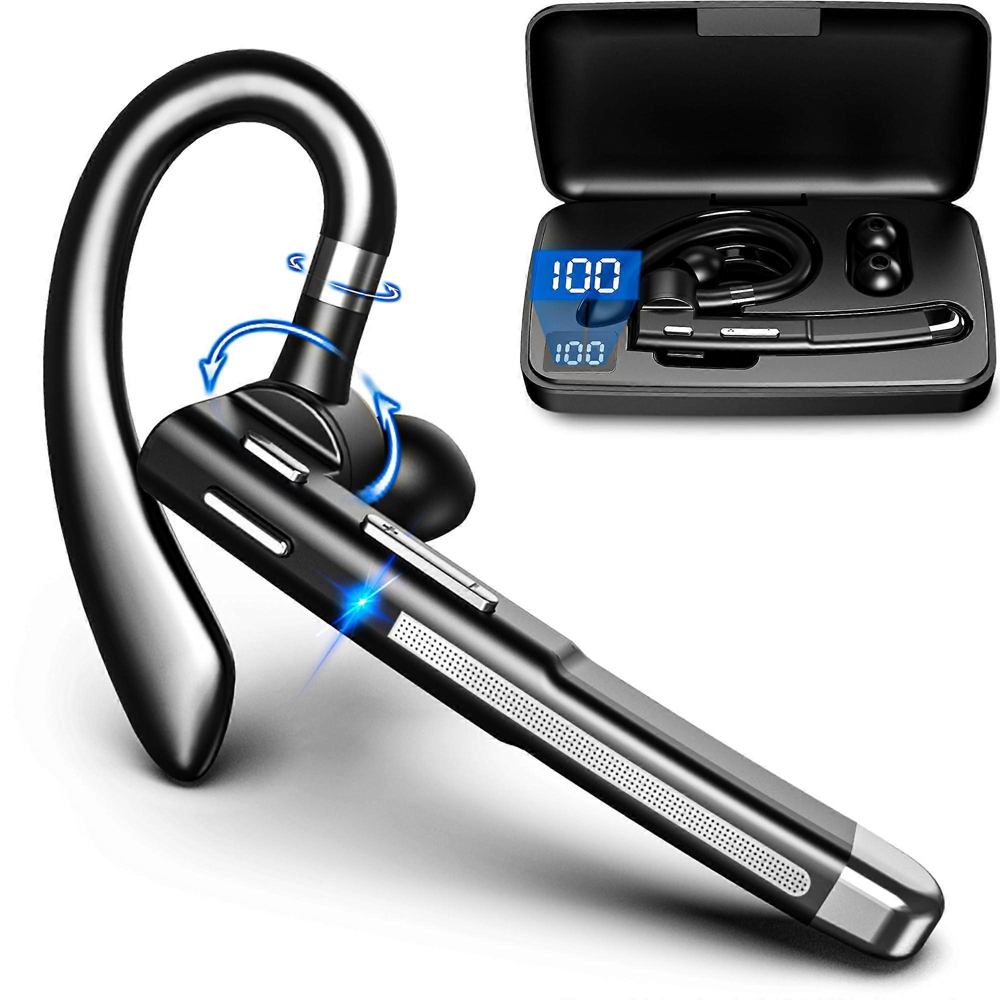 Bluetooth Headset with 500mAh Charging Case, 80 Hours Talk Time, Built-in Microphone, V5.1 Wireless Earpiece for iOS Android