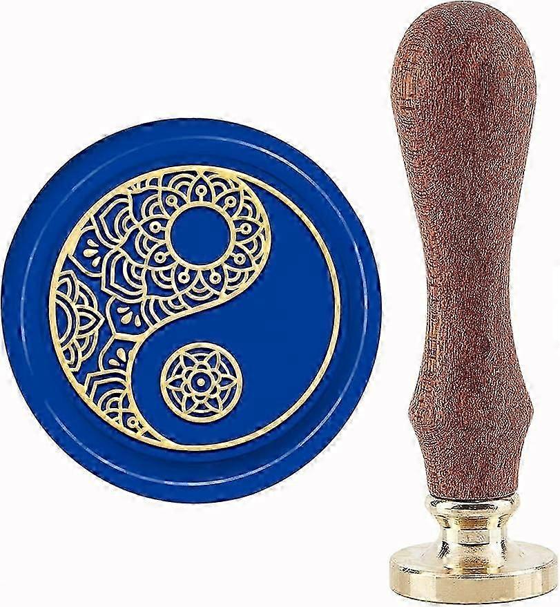 1Set Yin Yang النحاس ختم الشمع ختم ختم مقبض الخشب