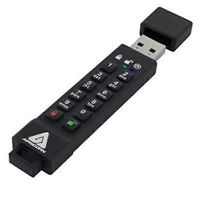 Apricorn 64GB Aegis Secure Key 3z USB Flash Drive - Black - USB 3.0 - Up to 190 MB/s - 9.5mm x 18.4mm x 81mm
