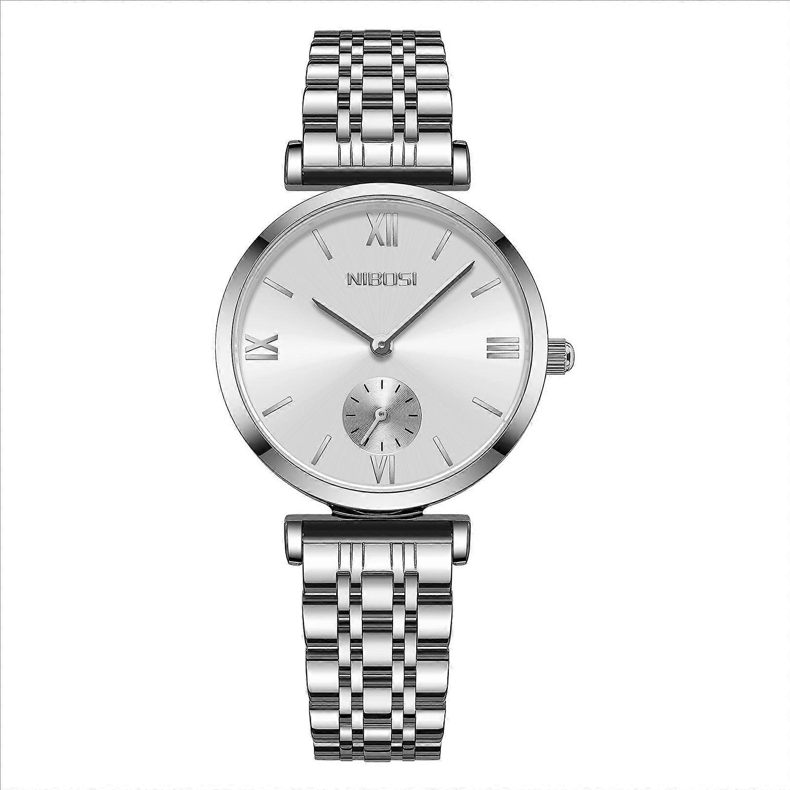 NIBOSI Slim Fashion Watch - 8mm Ultra-Thin Case with Silver-Tone Finish