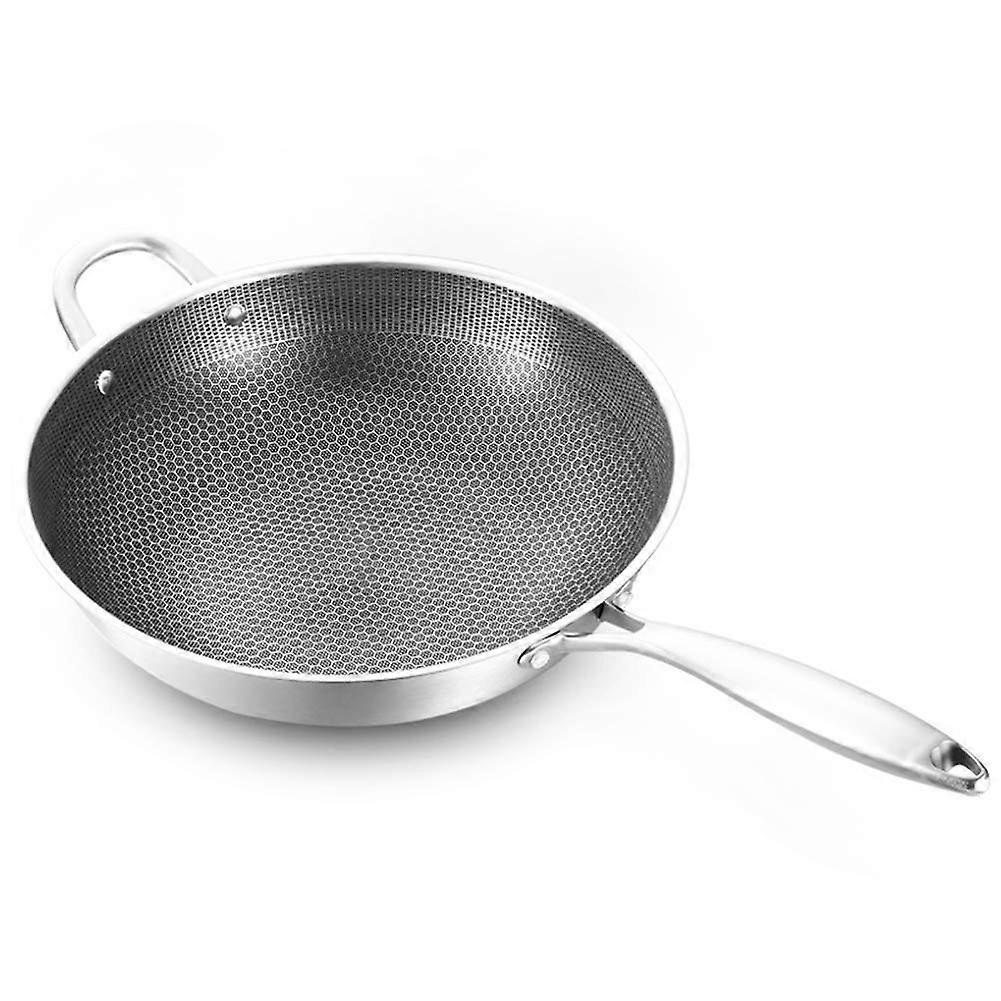 Thick Stainless Steel Wok,Chinese Wok Handmade Rusty Non Stick Wok Gas Wok,32CM
