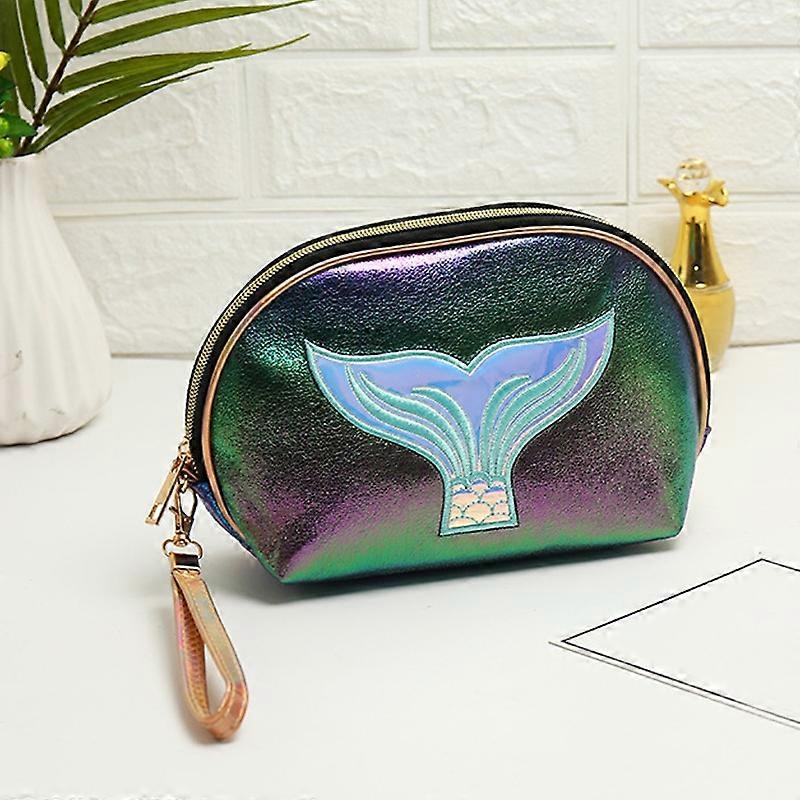 Semicircle Cartoon Fishtail Laser Makeup Toiletry Bag