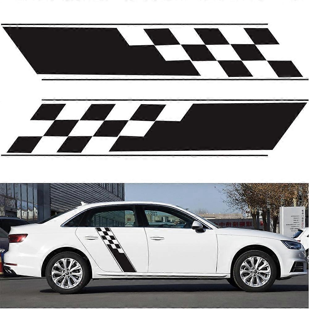 2 PCS/Set D-962 Checkered Flag Pattern Car Modified Decorative Sticker
