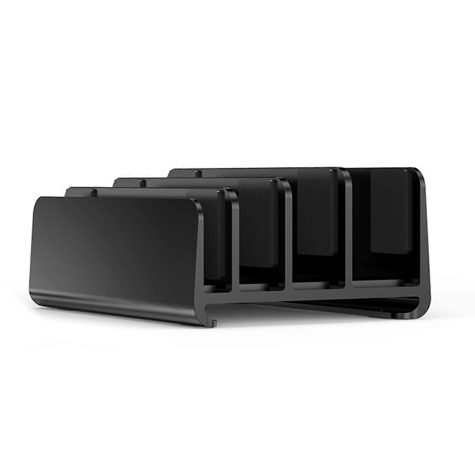 Aluminum Vertical Laptop Stand Adjustable 4 Slot Desk Holder for Tablets and Laptops, Space-Saving Design, Width Adjustable