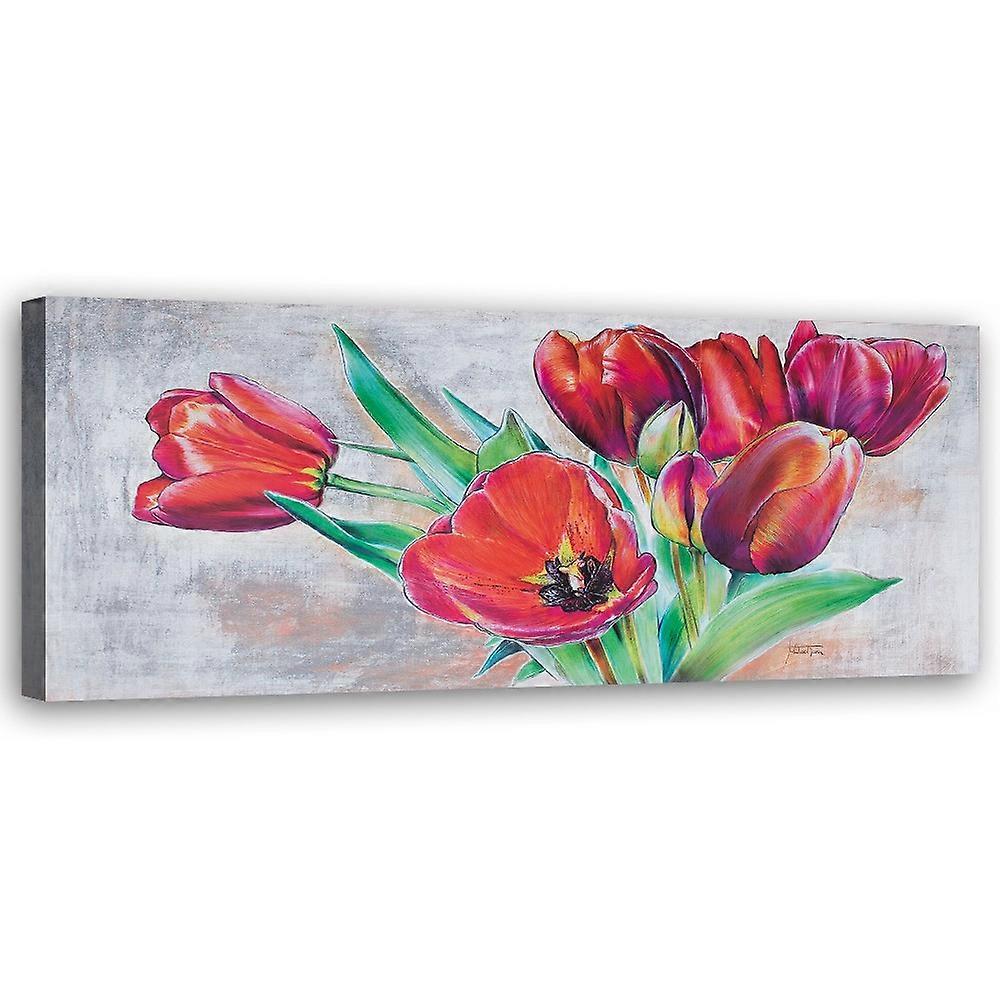 Lienzo, Ramo de tulipanes rojos - 120x40
