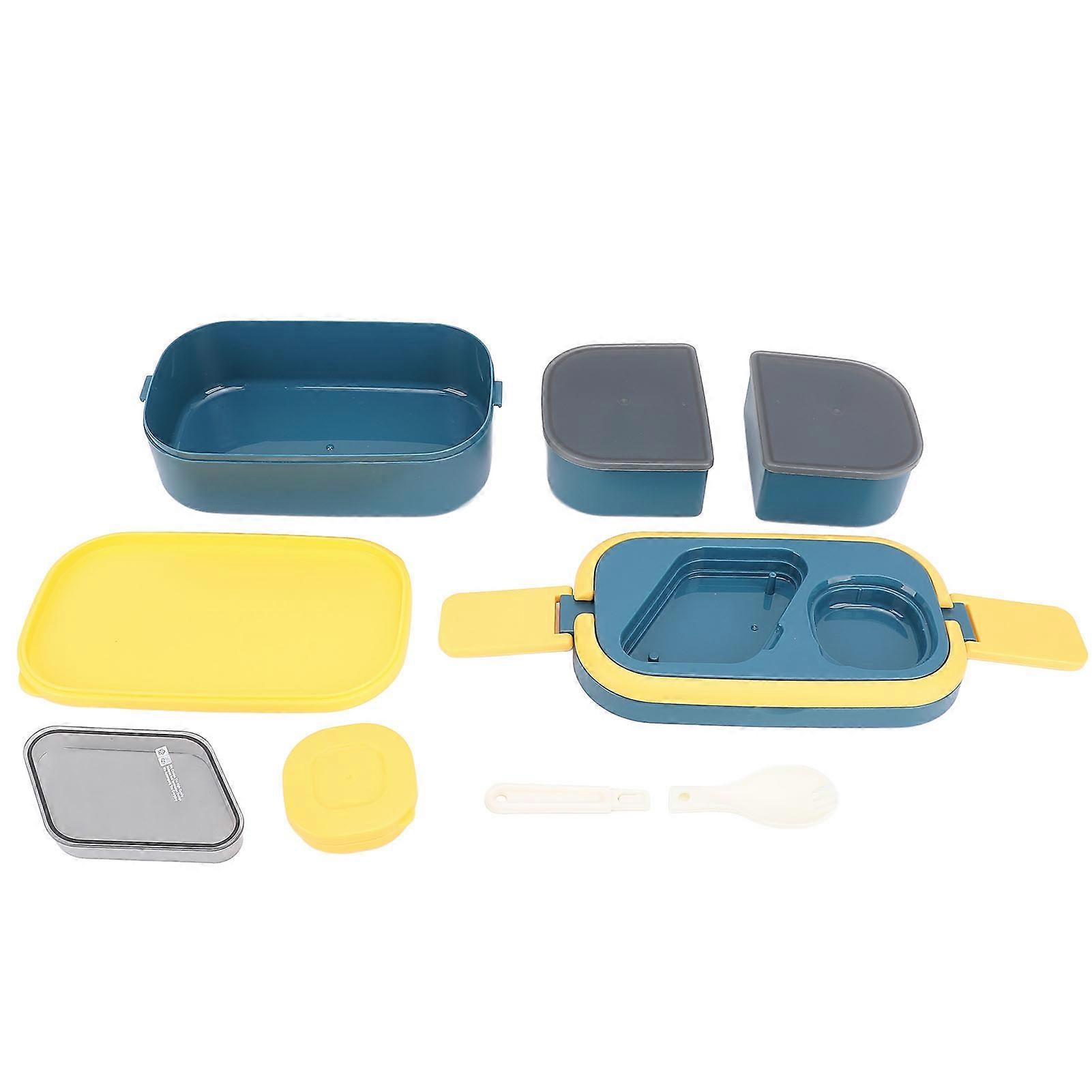 Lunch Box Double Layer Multi Compartments Plastic Lunch Container for School Work Microwave Safe