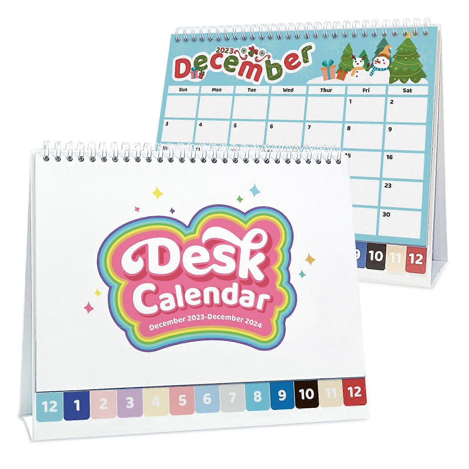 2023-2024 Small Desktop Calendar, September 2023 - December 2024 16-month flip-up desktop standing calendar (9.8"x8.6") for kitchen, office and school