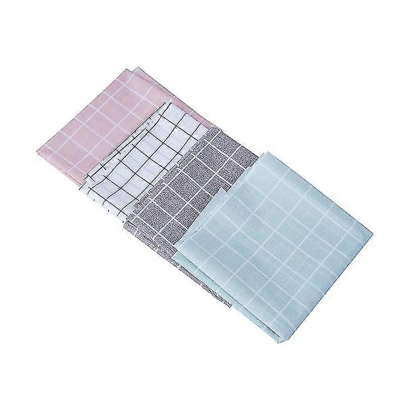 4pcs Canvas Waterproof Washable Tea Tablecloth Rectangular Plaid Coffee Table Cover Cloth Tablecloth