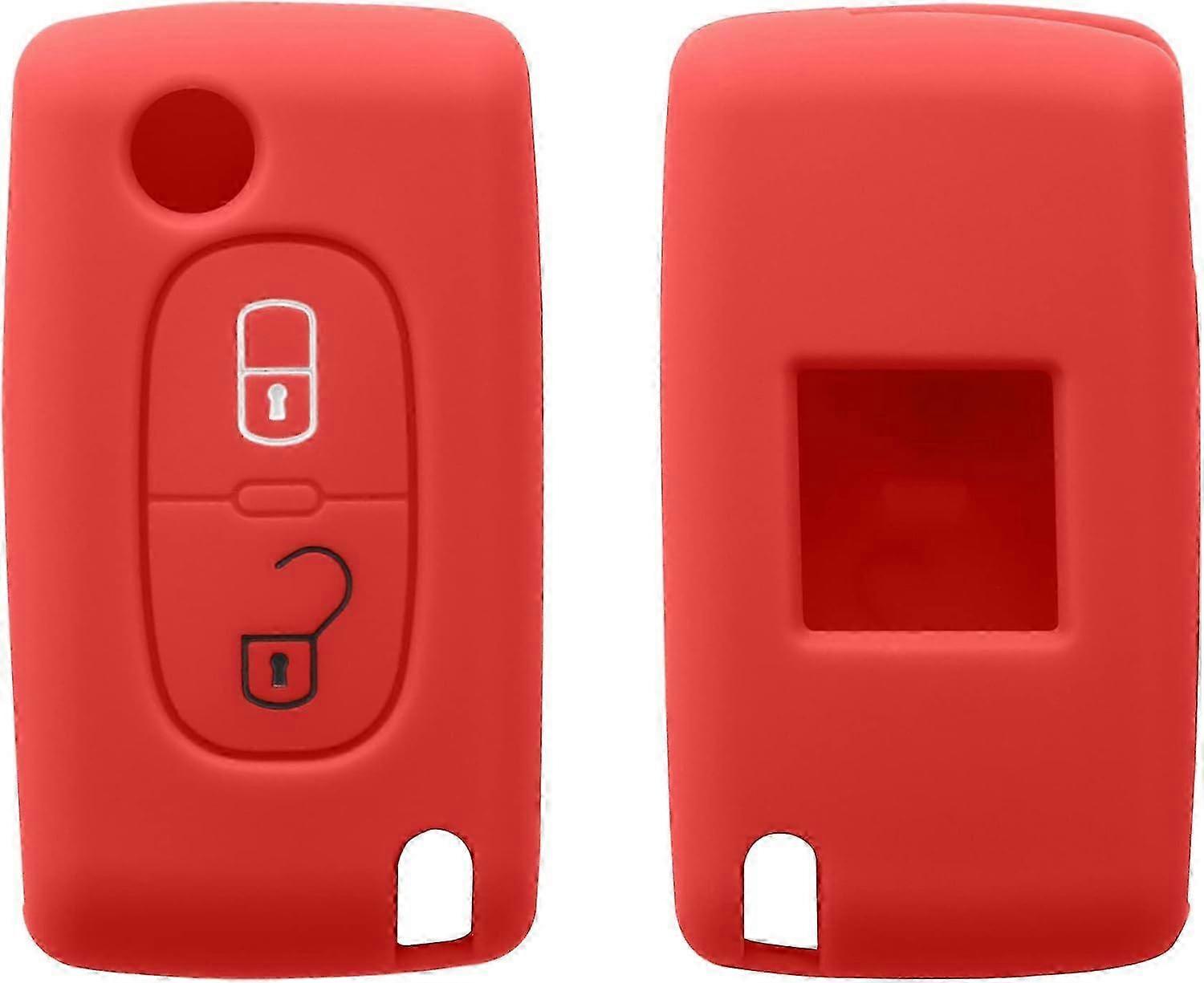 Soft Silicone Case for Peugeot Citroen Car Key with 2-Button Accessory and Red Color