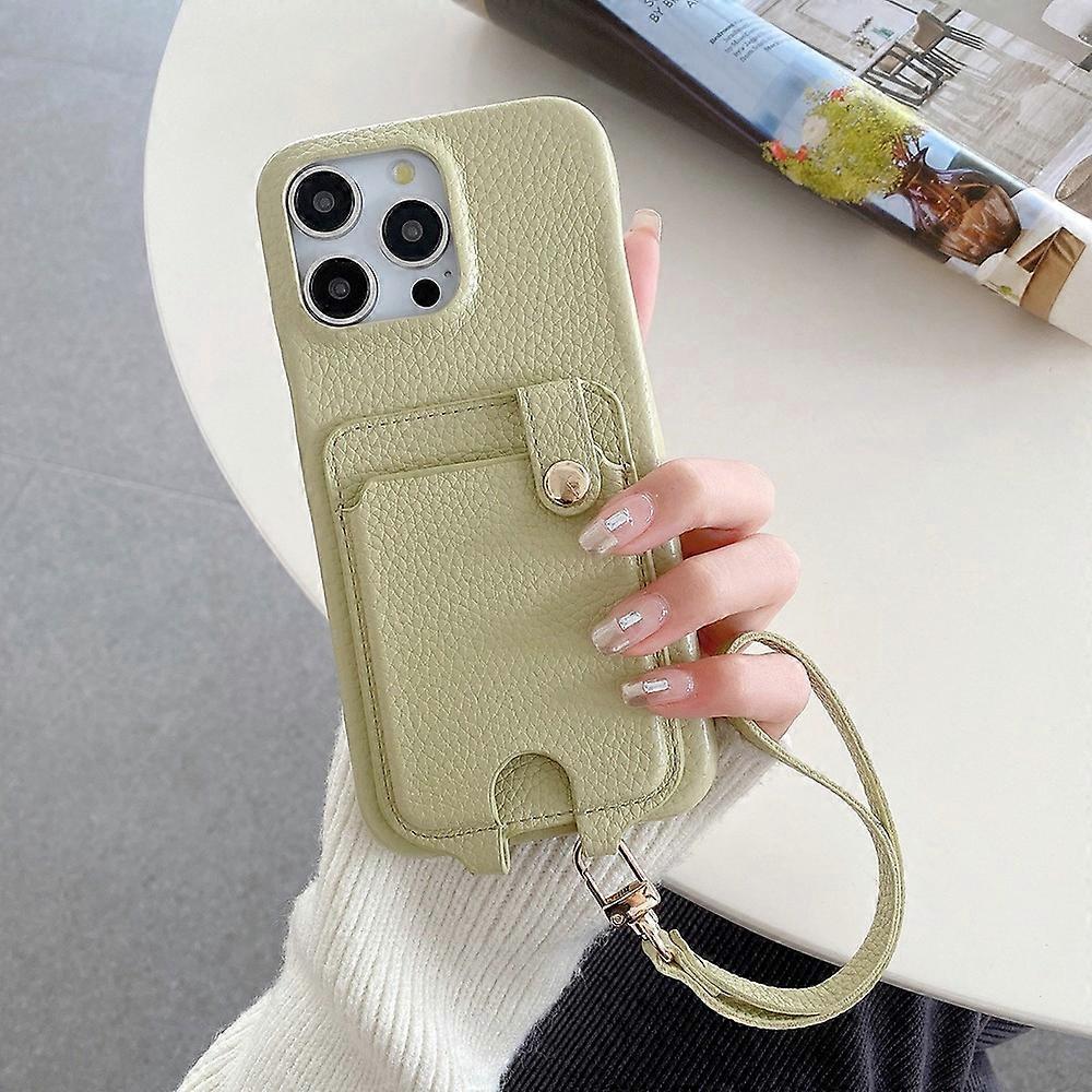 For iPhone 16 Pro Max Case Multi-Functional Card Slots Leather Back Cover with Wrist Strap