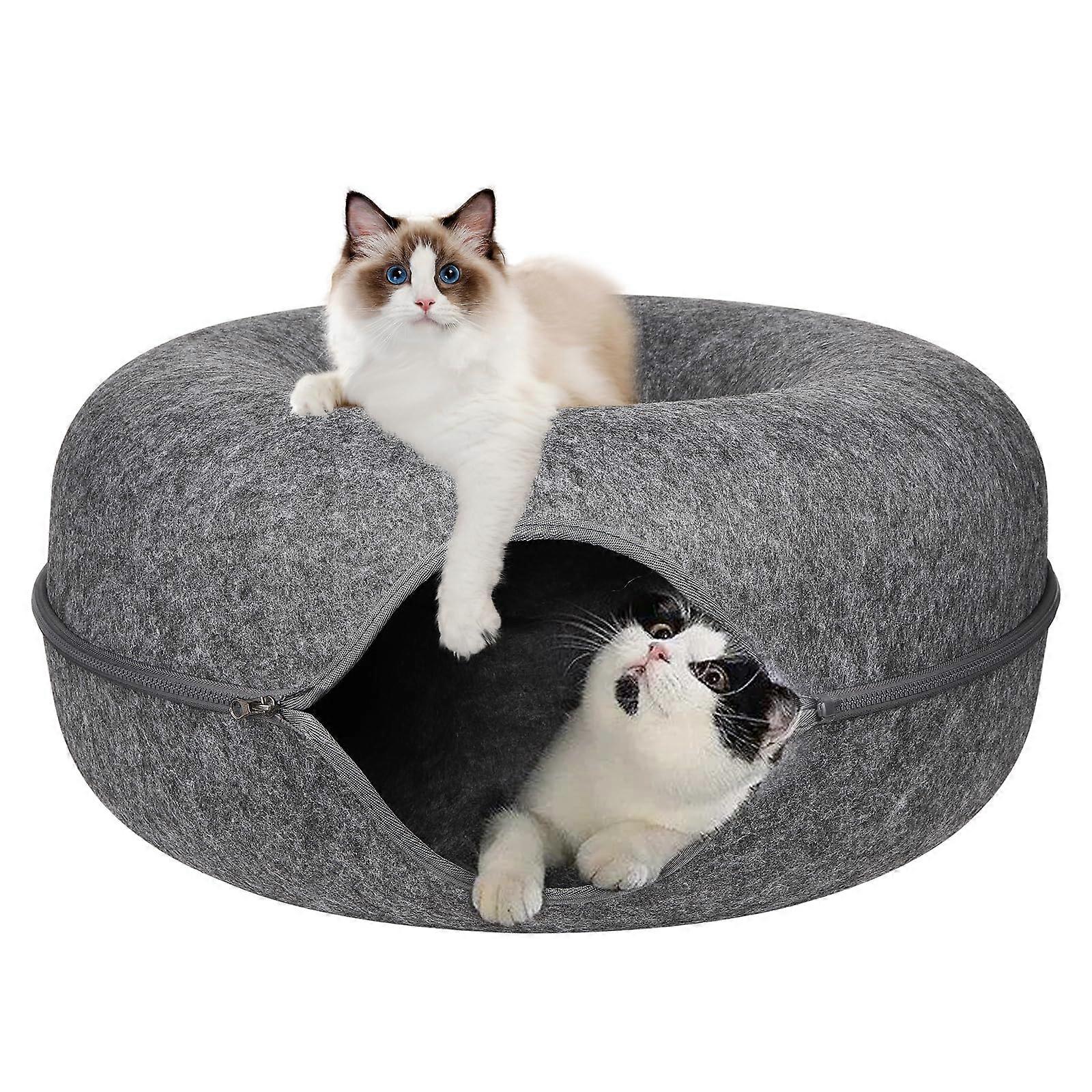 Cat Cave for Indoor Cats, Large Cat Tunnel Bed, Scratch Resistant, Anti Collapse (24 Inch)