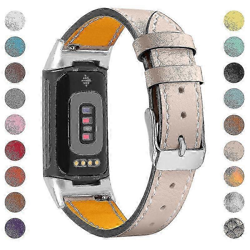 سوار ساعة من الجلد الأصلي قابل للتعديل مصمم ل Fitbit Charge 6/5
