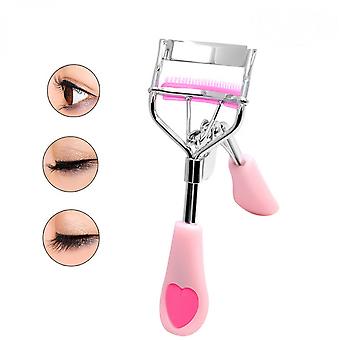 Eyelash Curler with Built in Comb ,Mini Small Best Eyelash Curler with Lash Separator 2 Refill Pads Portable Compact Plastic Partial Makeup  (Peach)