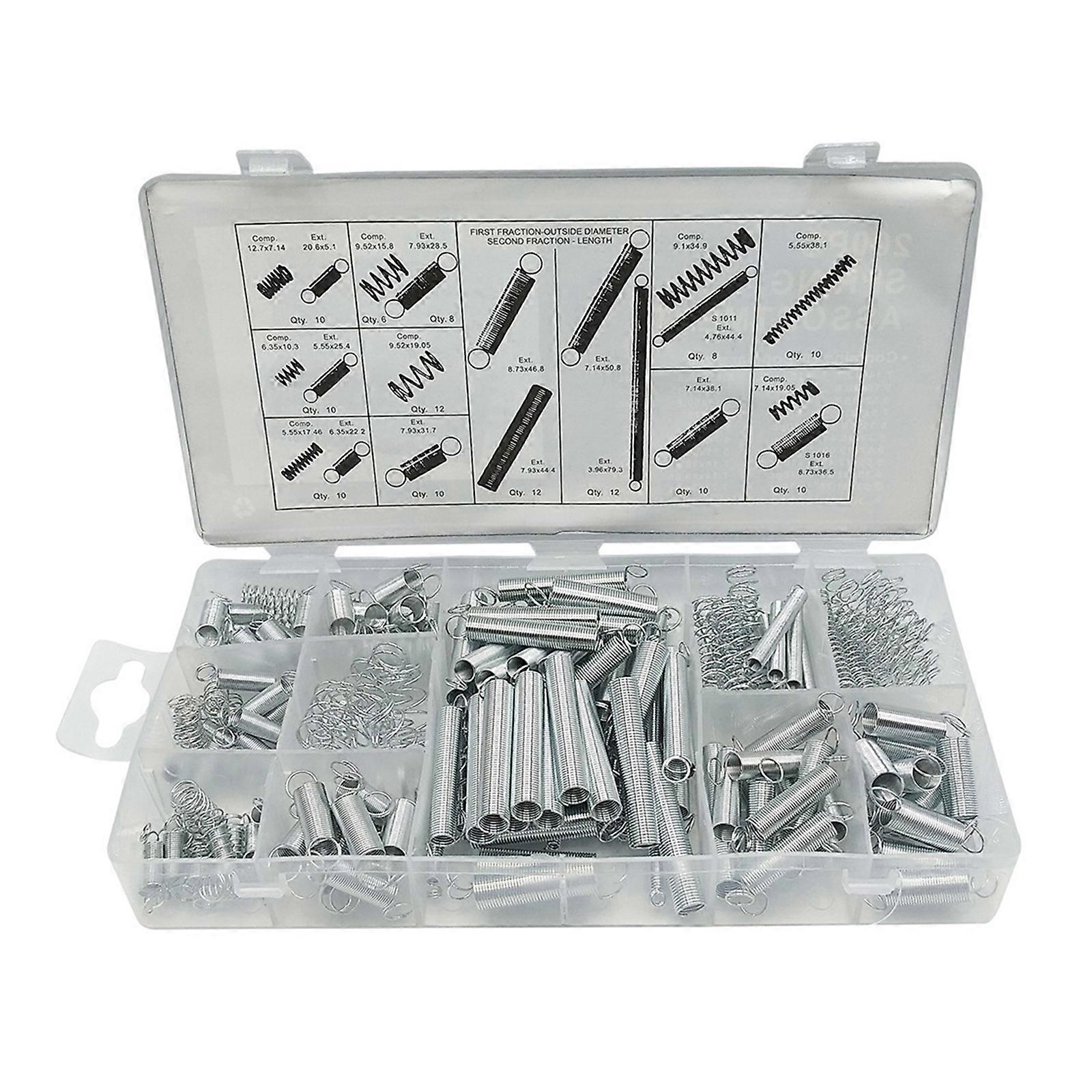 Multipurpose 200pcs Spring Assortment Precisions Engineered Steel Spring Selection with Box for Durability in Repairs