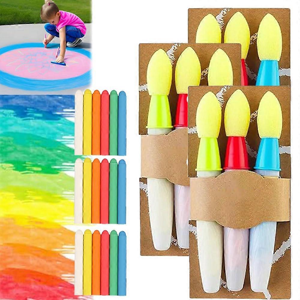 Sidewalk Chalk Paint Brush with DustFree Chalks, DIY Washable (3 Set)