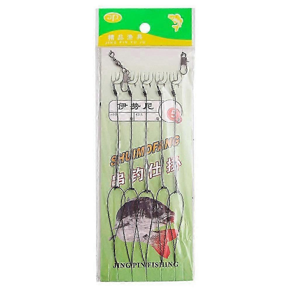 Xy-174 5 In 1 Ishni Fish Hooks High Carbon Steel Fishing Tackle Lures String Hook - Size 9