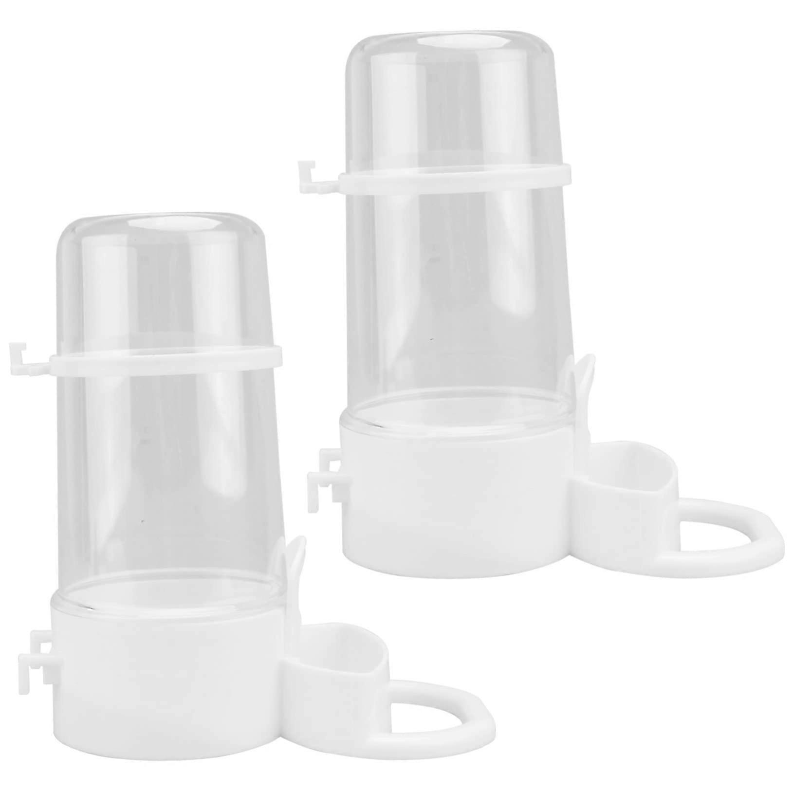Automatic Water Dispenser for Birds - Leak-Proof Poultry Waterer and Feeder Container for Budgies and Small Pet Birds, White