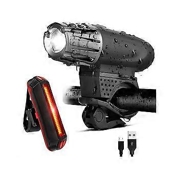 Juego de luces delanteras y traseras recargables impermeables para bicicletas LED