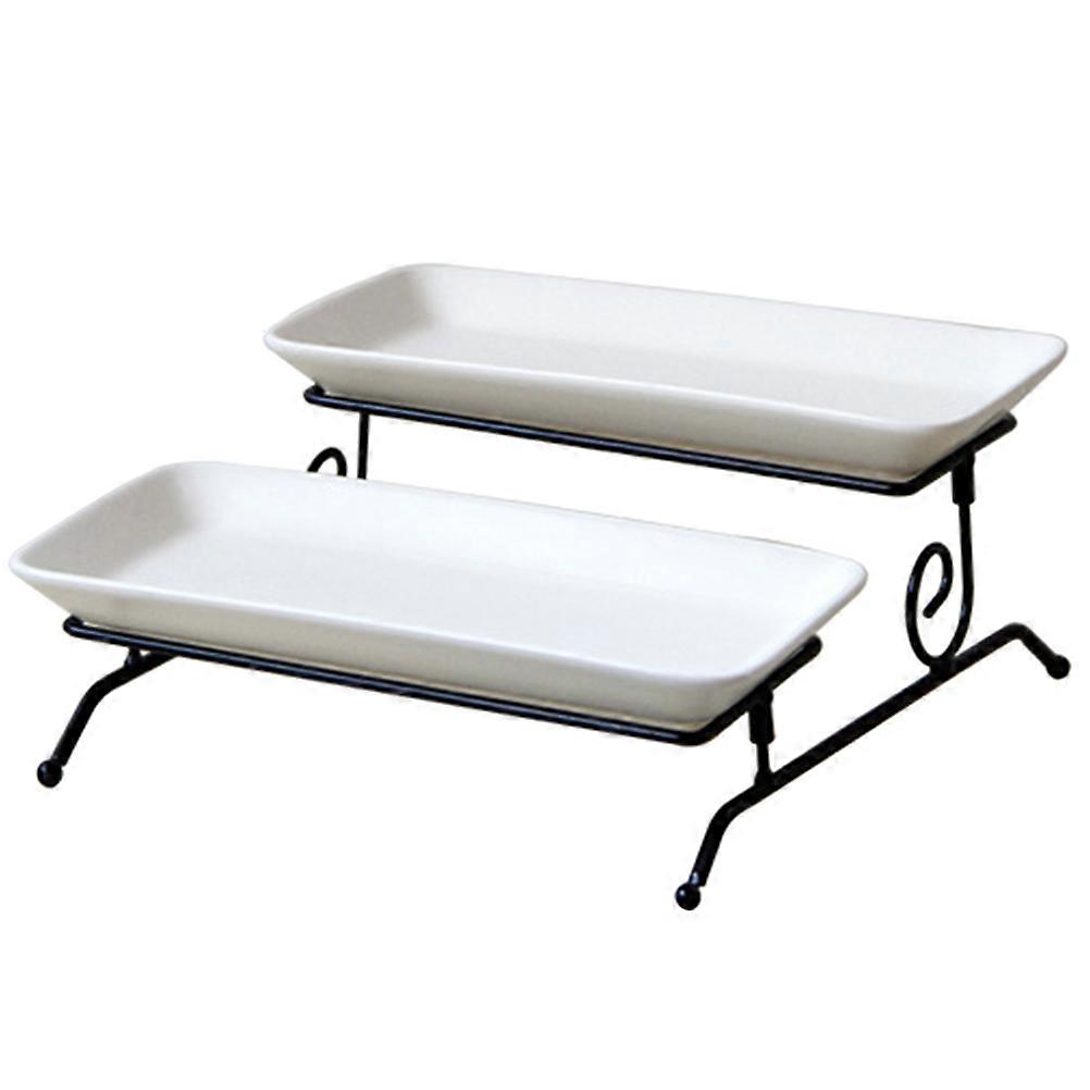 Double Tier Cake Serving Stand with Removable Dessert Display Tray for Snacks, Fruits – Stylish Matte White Storage Rack for Home, Parties, Cafes,