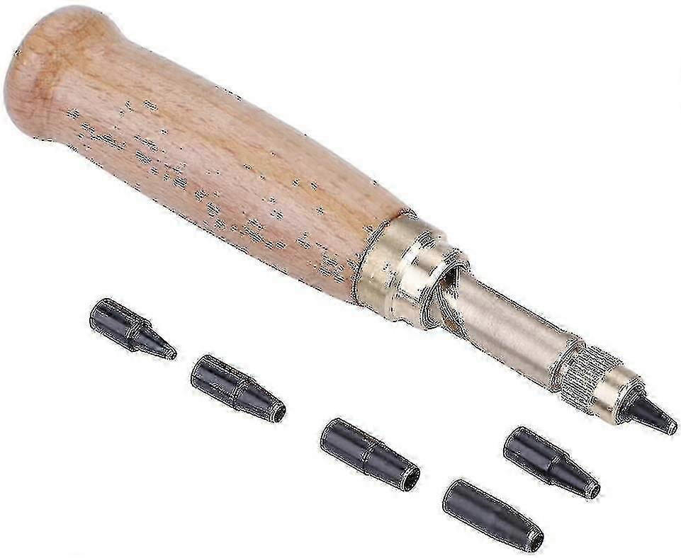 Automatic Leather Punch Tool for Sewing, Adjustable Belt Punch with Multiple Punch Head Sizes 1.5 / 2 / 2.5 / 3 / 3.5 Suitable for Various B