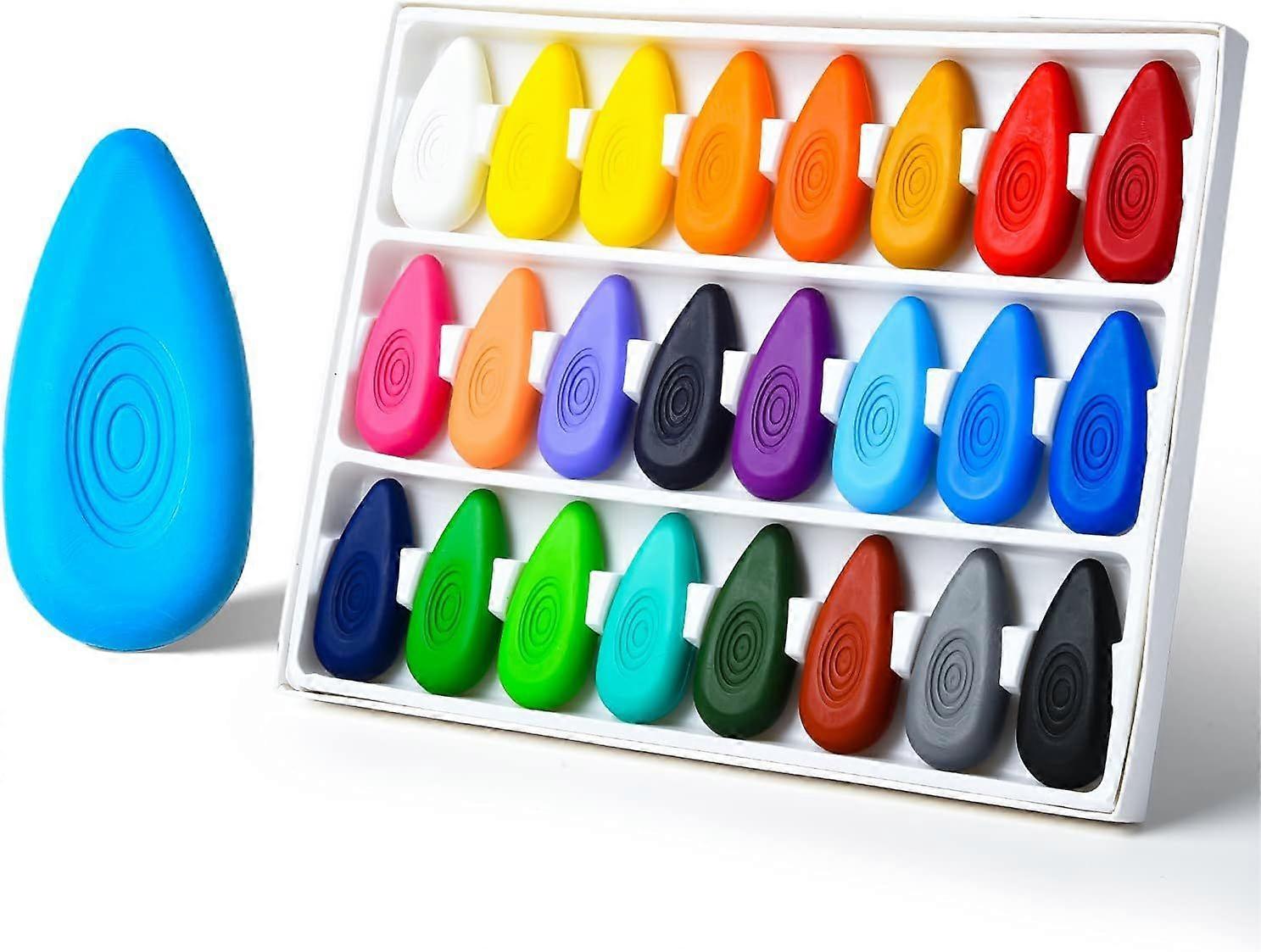 24 Colors Crayons for Kids, My First Crayons for Toddlers, Non-Toxic Washable Unbreakable Water-Drop Shape for Little Hands