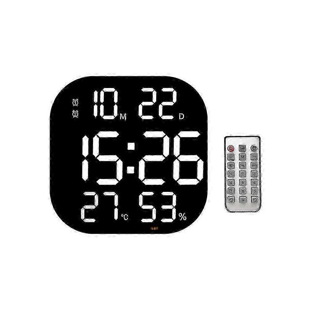 Led Digital Wall Clock Remote Control Temperature Date Week Display Adjustable Brightness Table Al
