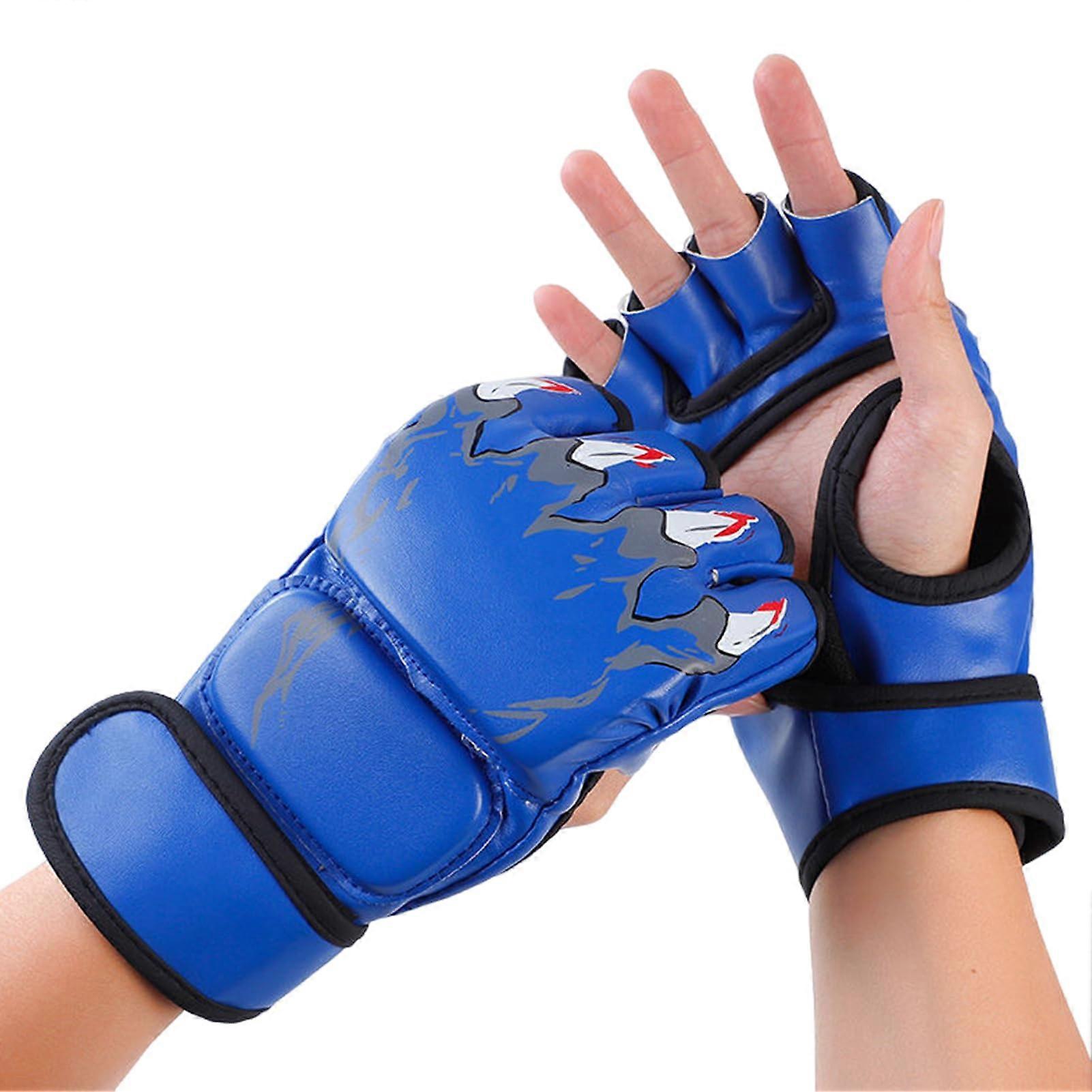 Box-Trainingshandschuhe für Damen – Halbfinger Kampfhandschuhe, Boxsack Handschuhe, Sparring, Blau