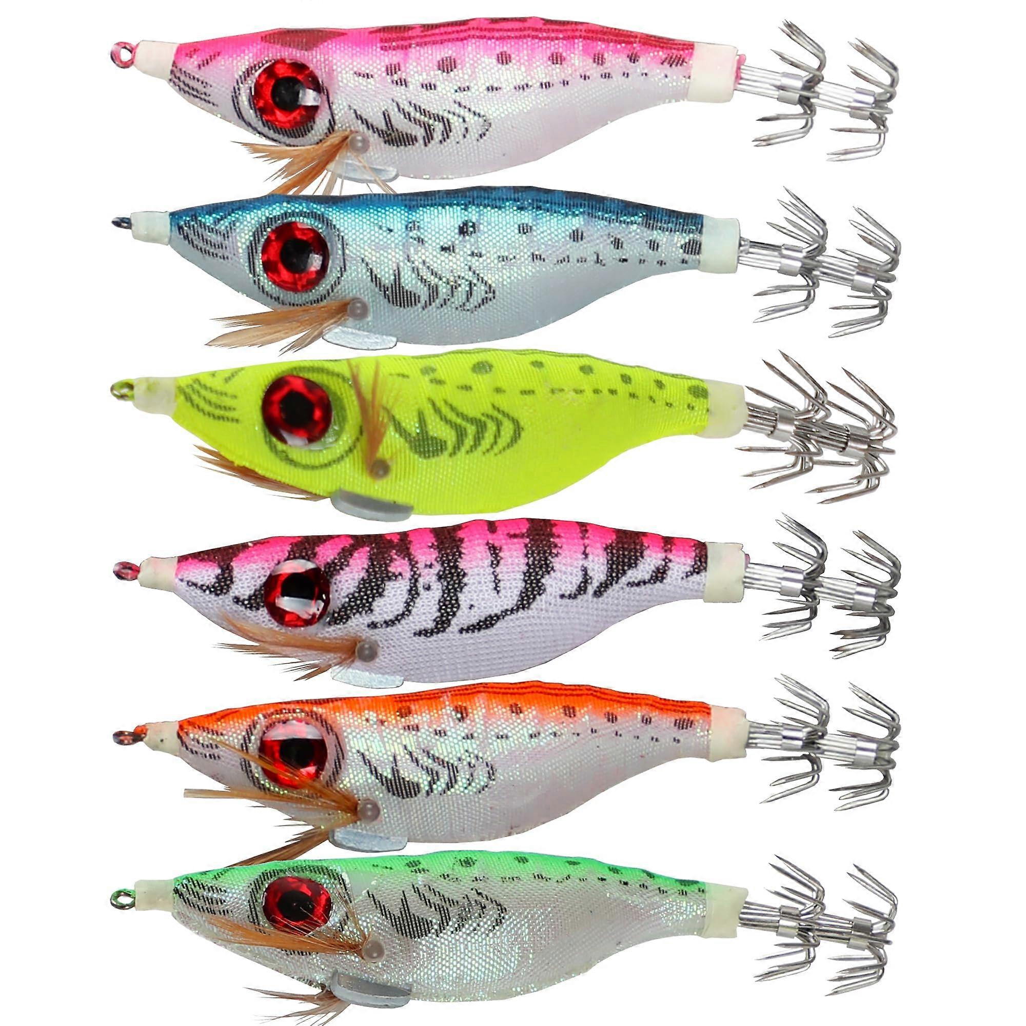 Biomimetic Shrimp Lure Hard Bait With Glowing Squid Holder Octopus Hooks 6 Pieces Various Specifications