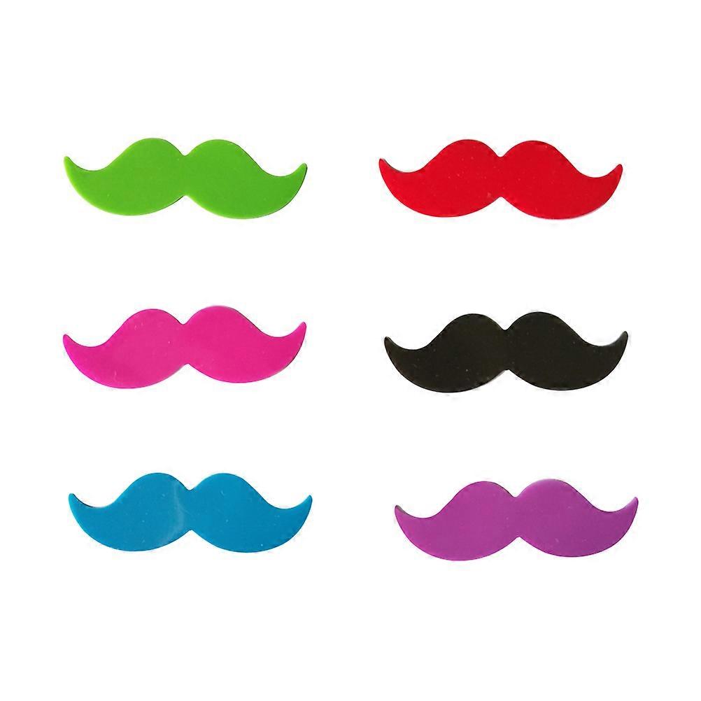 Party Theme Glass Identification Marker Silicone Moustache Shape 6Pcs