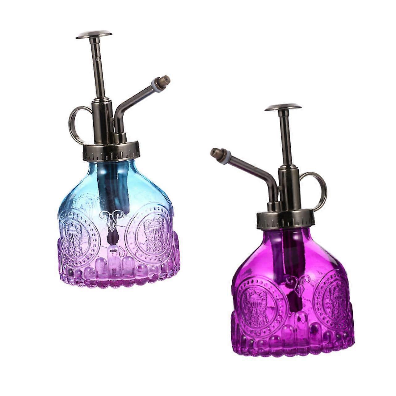 Elegante Watering Can Made Of Glass With Embossed Detail 2Piece Set Reusable And Safe For Plants