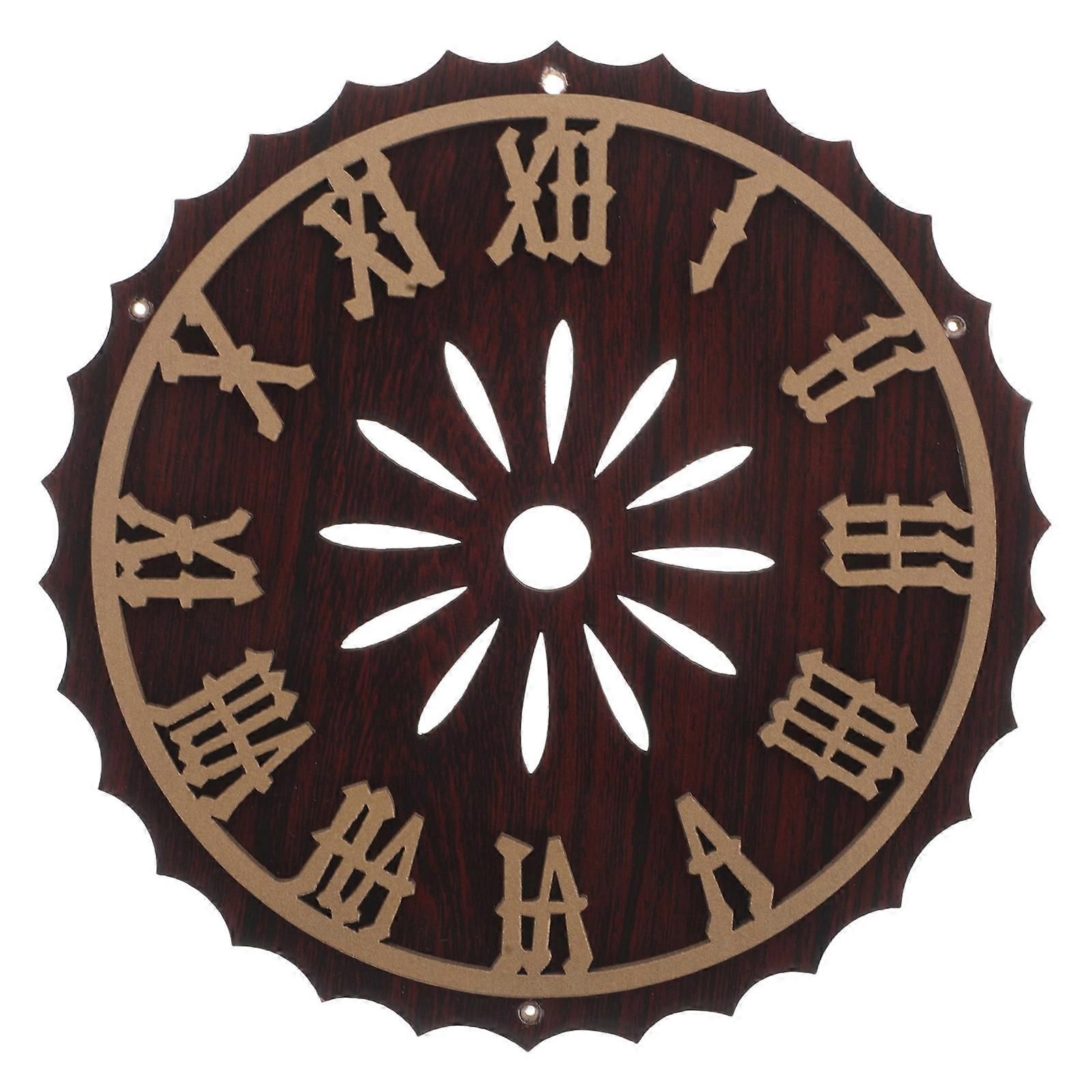 壁掛け時計ダイヤルDIY修理用カッコウ時計ダイヤル交換部品簡単取り付けブラウン13.50X13.50X0.50CMプラスチック時計の顔の交換1セット