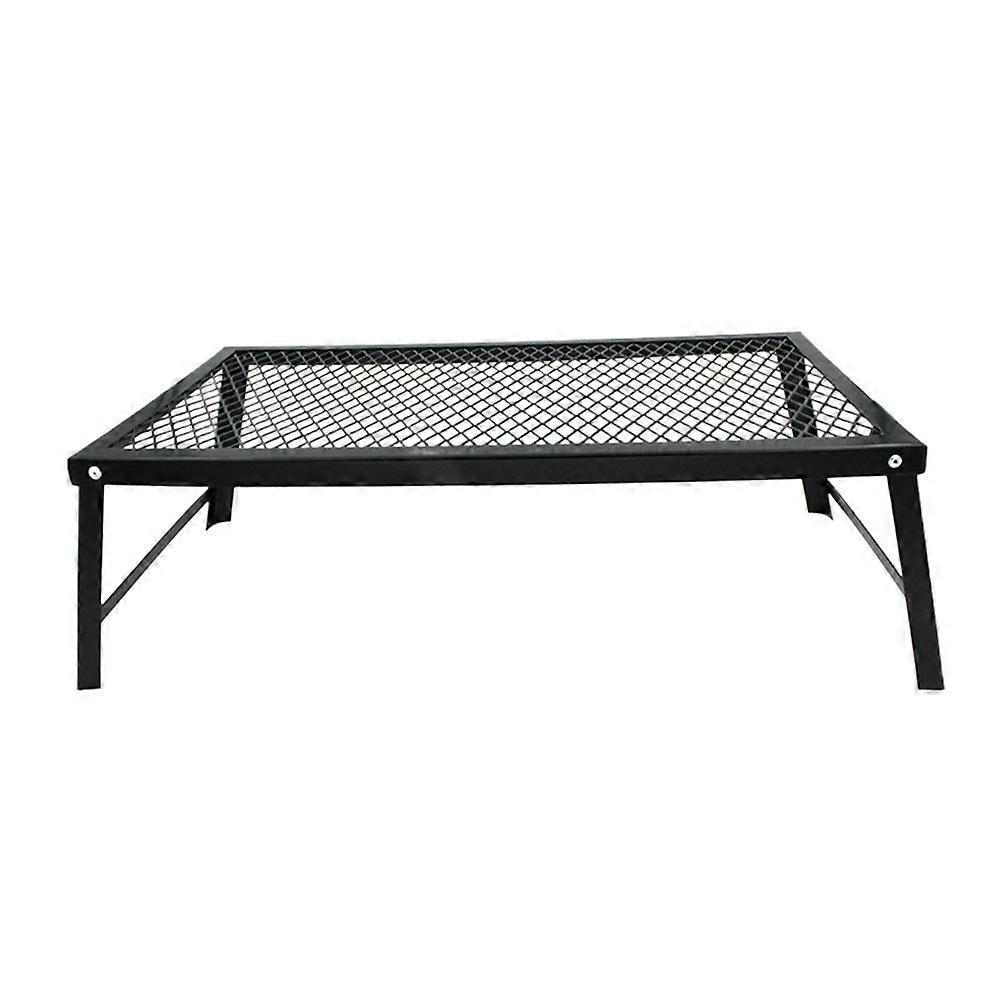 Spray Iron Camping Table Rectangular Shape Easy to Clean Water Draining Portable Black 55.00X30.00X19.00Cm 1Pcs