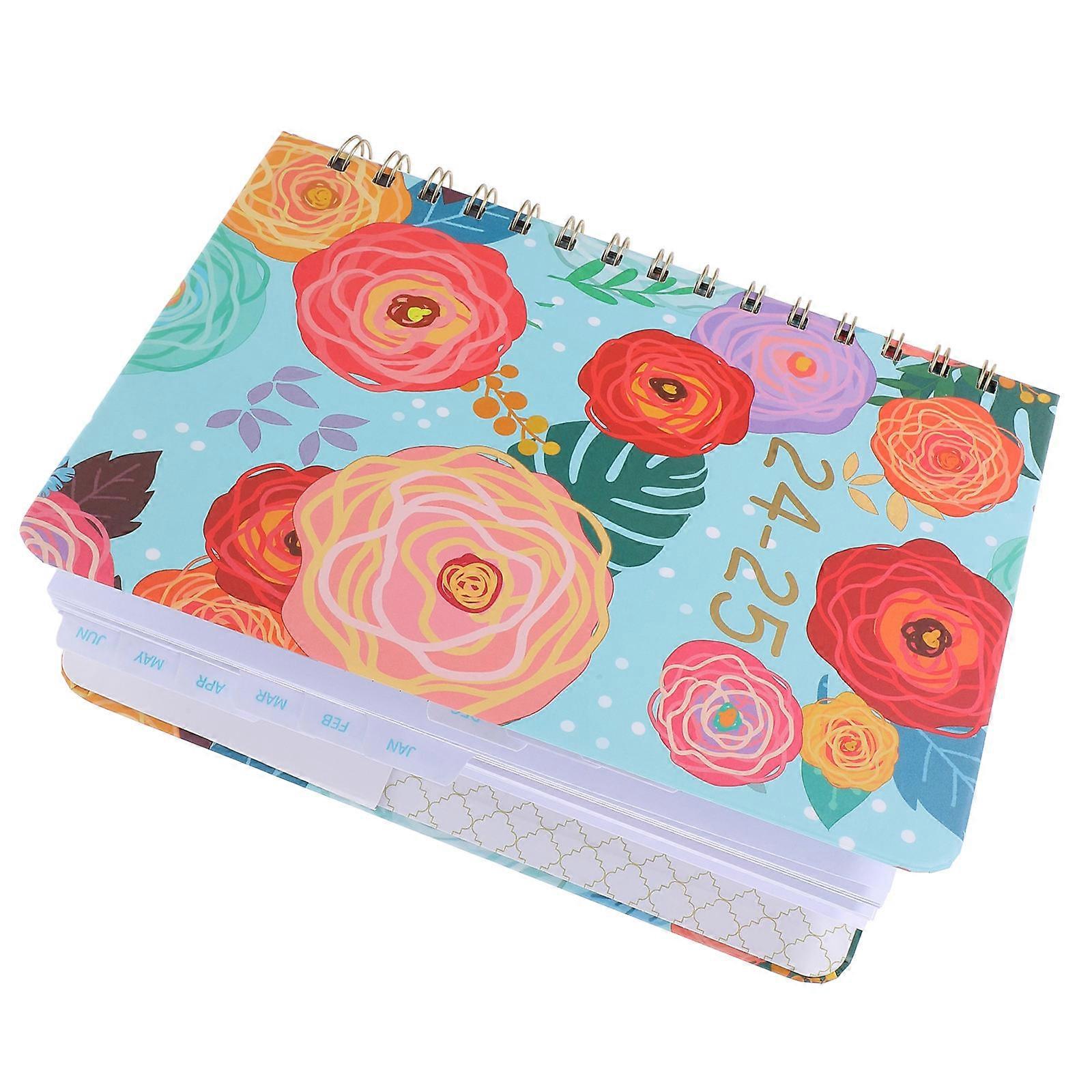 Weekly Planner Book Yearly Agenda Academic Planner Schedule Recording Notepad Sky-Blue Rectangular A5 Design For Home Use 1Pack