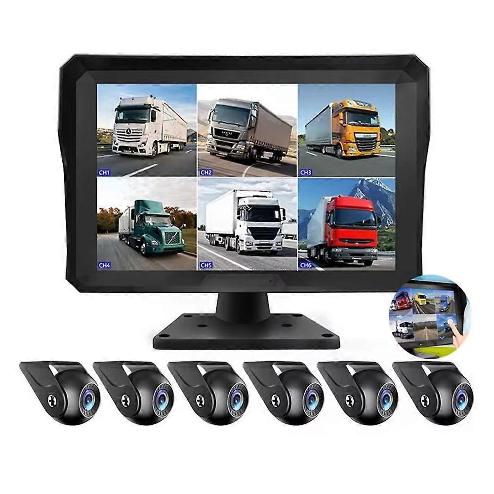 T60PRO 10.1 Inch Large Screen Navigation DVR 6 Channel Monitoring Night Vision Reversing Camera System with F10 Camera