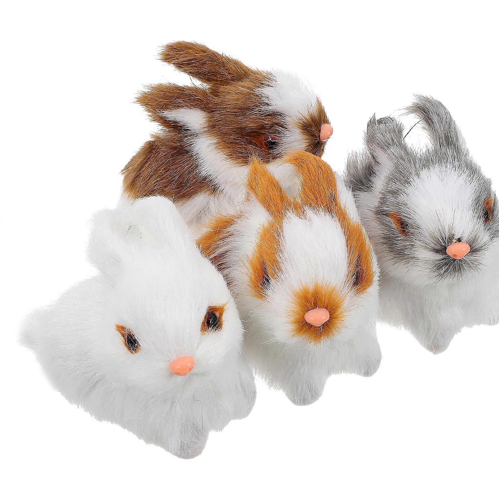 Simulation Animal Model Mini Rabbit Figurine Polyethylene Material Easter Festival Spring Party Decorative Accessory 4Pcs