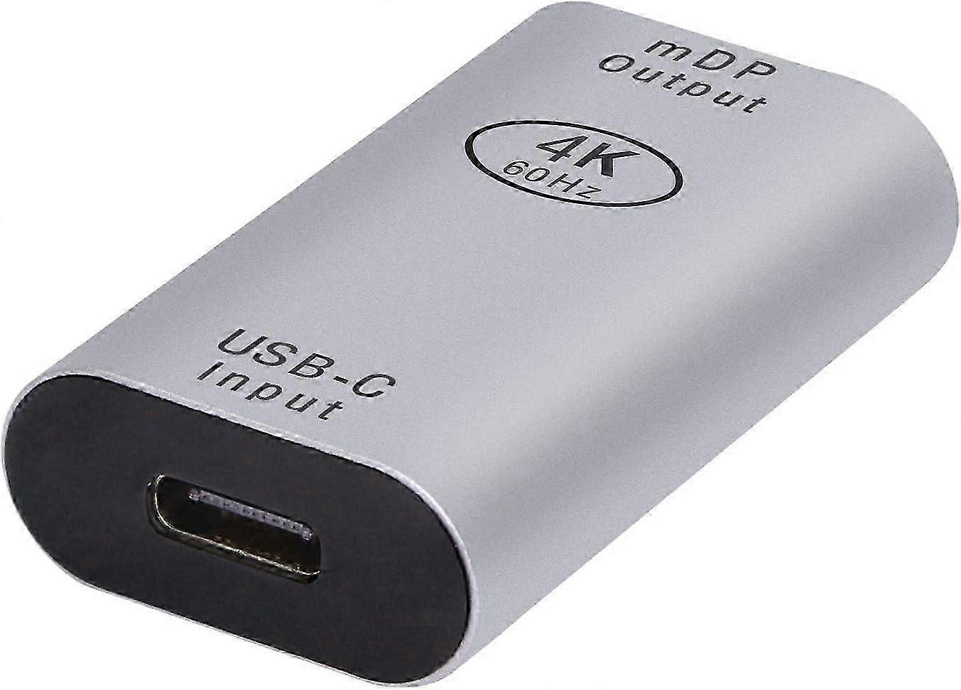 USB-C-mini-DisplayPort-sovitin, kullattu USB 3.1 Type C naaras-DP-naaras-HD-sovitin, tuki 4K@60Hz, tuki 3D-visuaaliselle tehosteelle.