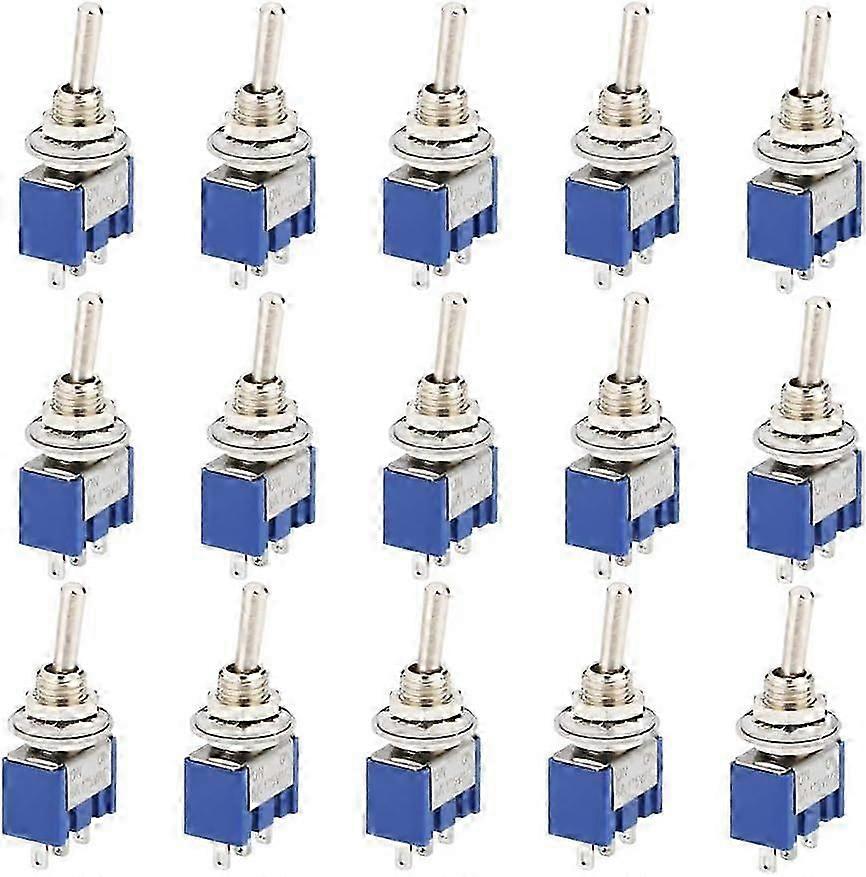 Mini Toggle Switches - 15 Pieces ON-OFF 3 Pin 2 Position Self-Locking Toggle Switch