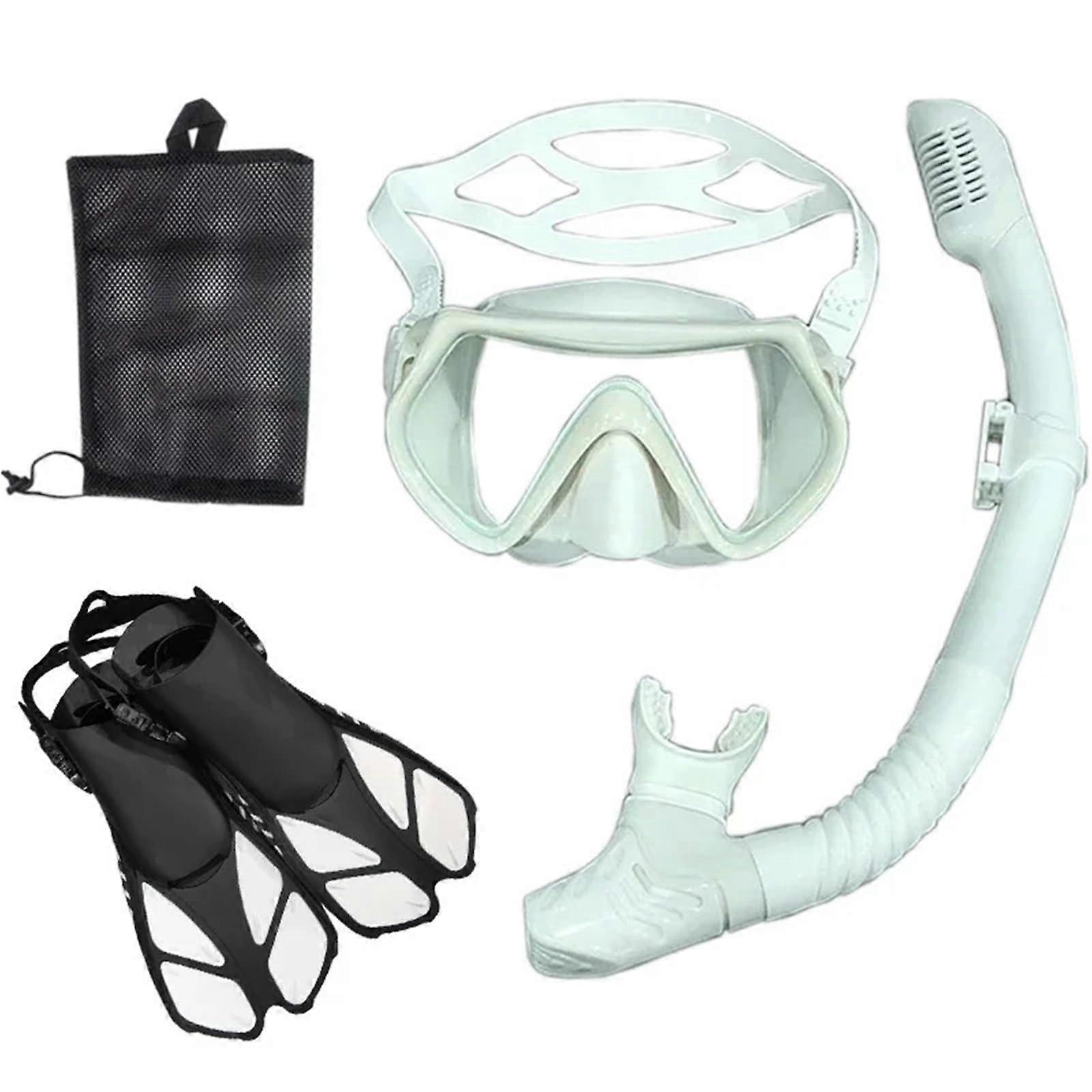 Schnorchelmaske Vollgesichtsmaske Set Erwachsene Unisex Schwimmschlauch Tauchbrille Weiß für Tauchen und Schnorcheln