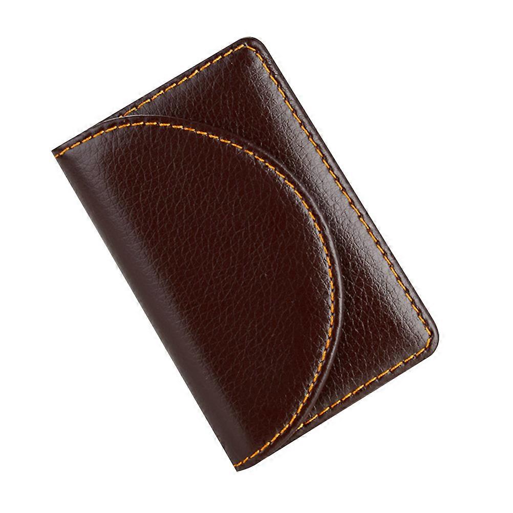 Magnetic Business Card Holder Case PU Wallet for Men Women Portable Minimalist ID Name Card Holder with Magnetic Closure Coffee