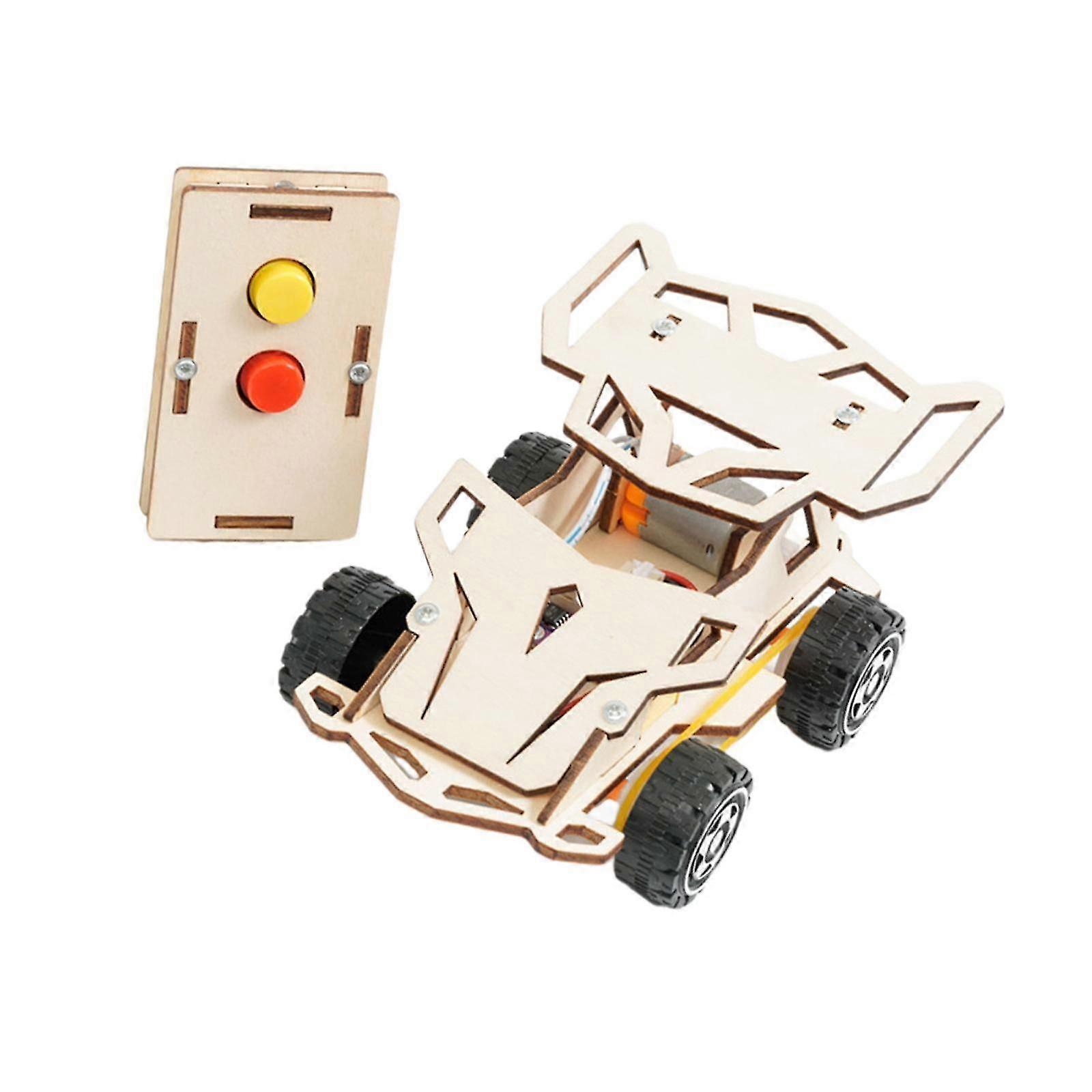 Wooden RC Car Toy Science Kits Control Car Wooden Car Vehicle Model for Kids