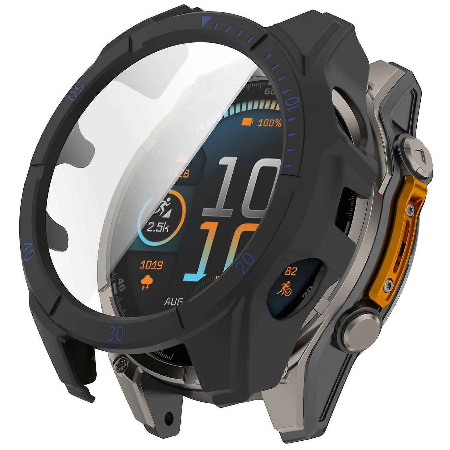 For Garmin Tactix 8 47mm AMOLED Version Watch Case PC Frame with Tempered Glass Screen Film