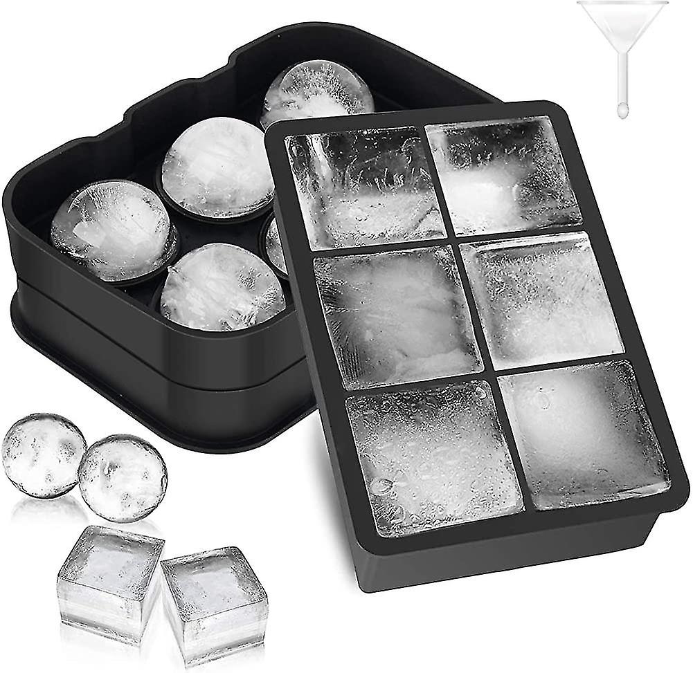 Ice Cube Mold, 2 Large Silicone Ice Cube Molds With Lid Ice Cube, 1 Square Ice