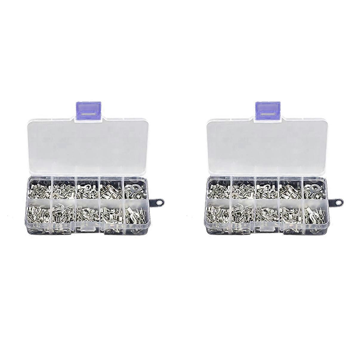 640Pcs 10 in 1 Terminals Non-Insulated Ring Fork U-Type Brass Terminals Assortment Kit Cable Wire Co