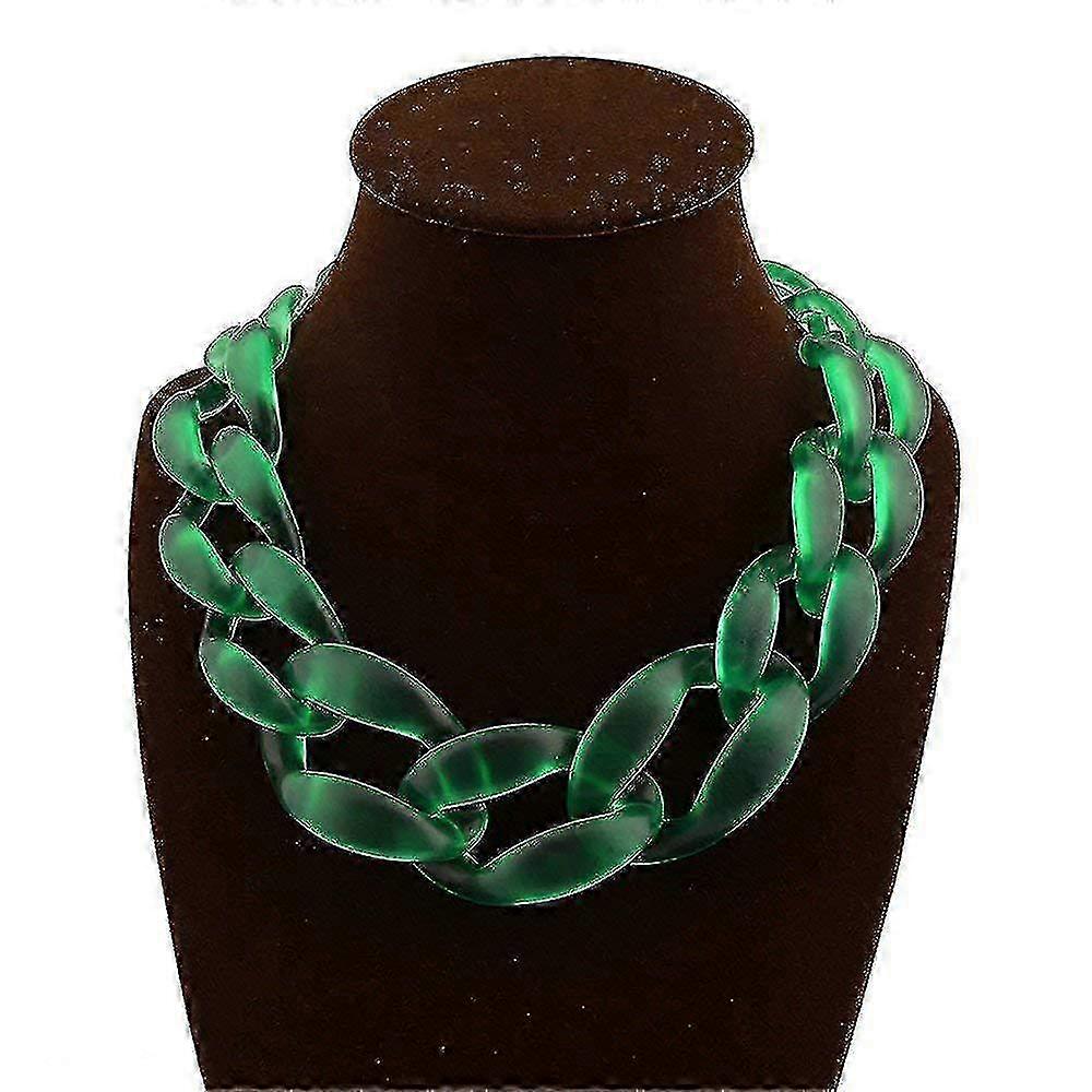 Women's Acrylic Chunky Resin Necklace, Vintage Bohemian Frosted Plastic Cuban Link Chain Choker Suitable for Various Styles
