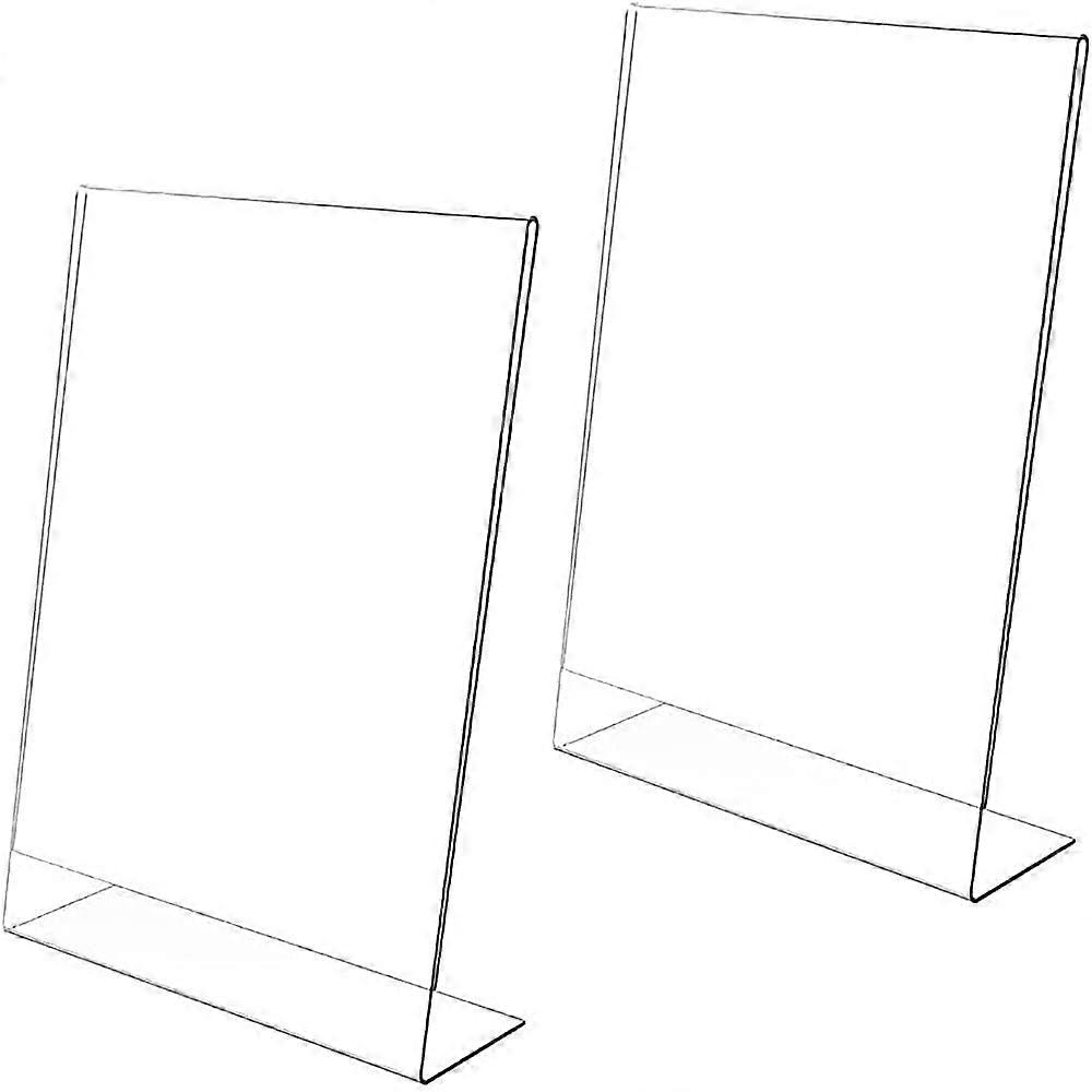 Slanting Table Stands Pack Of 2, A5 Size Crystal Clear Acrylic L Shape Menu Card Holder For Restaurants And Cafes
