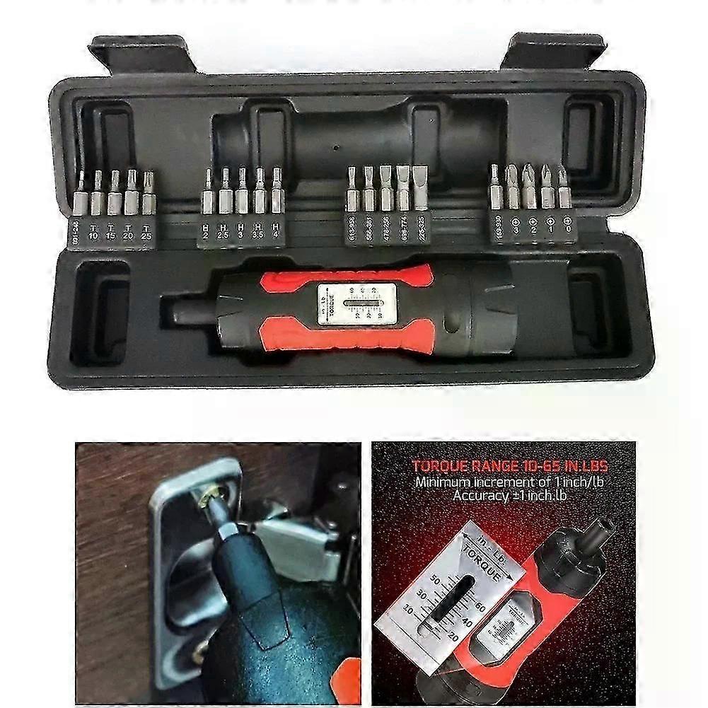 Manual Preset Torque Driver Screwdriver 1/4Inch Drive Wrench Non-Slip 10-65Inlb Non-slip Ergonomic Handle Wrench Fit For  Electrical