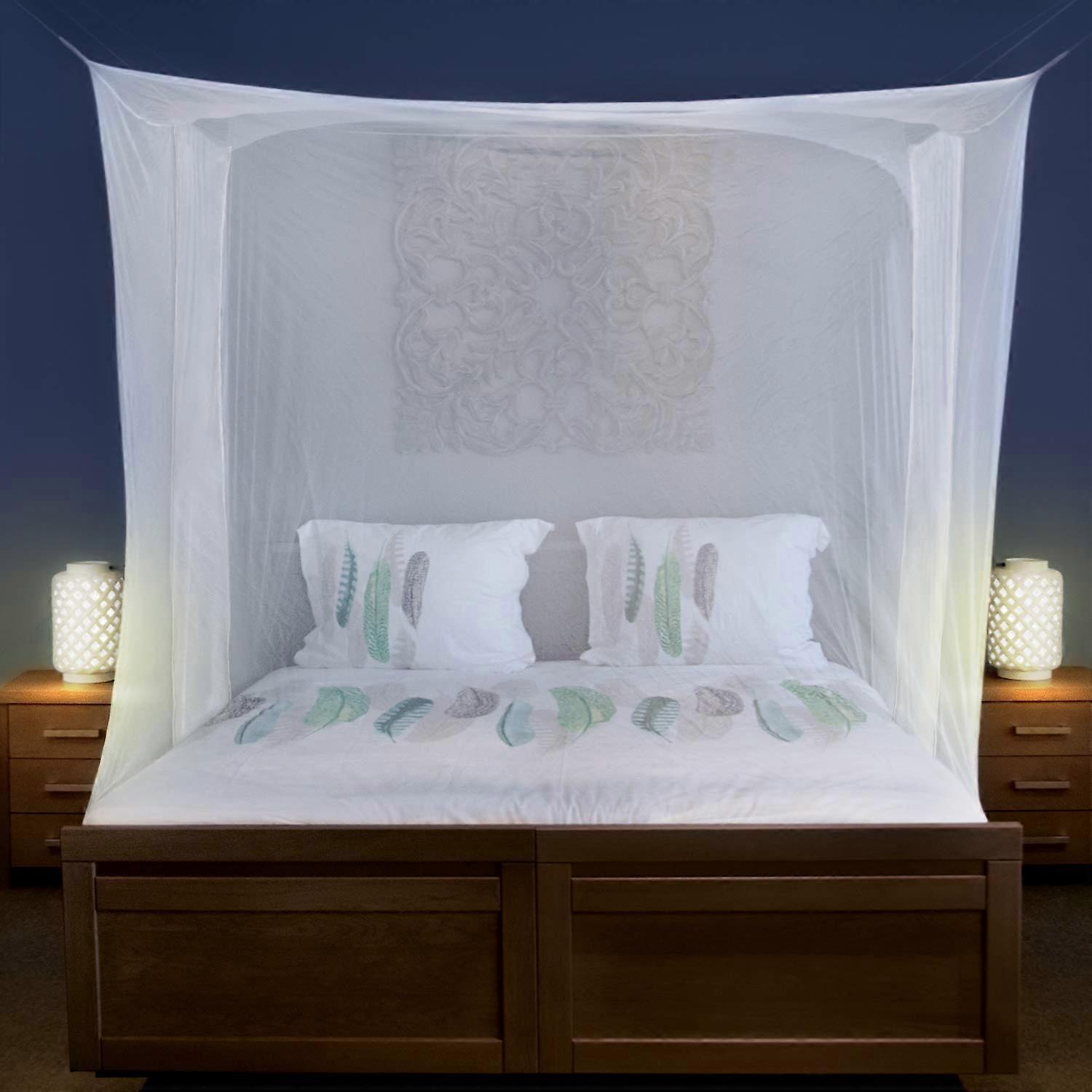 Doublebed Mosquito Net 6 Hanging Loops 2 Side Openings White